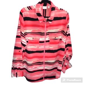 Kim Rogers striped long sleeve zipy size 2X
